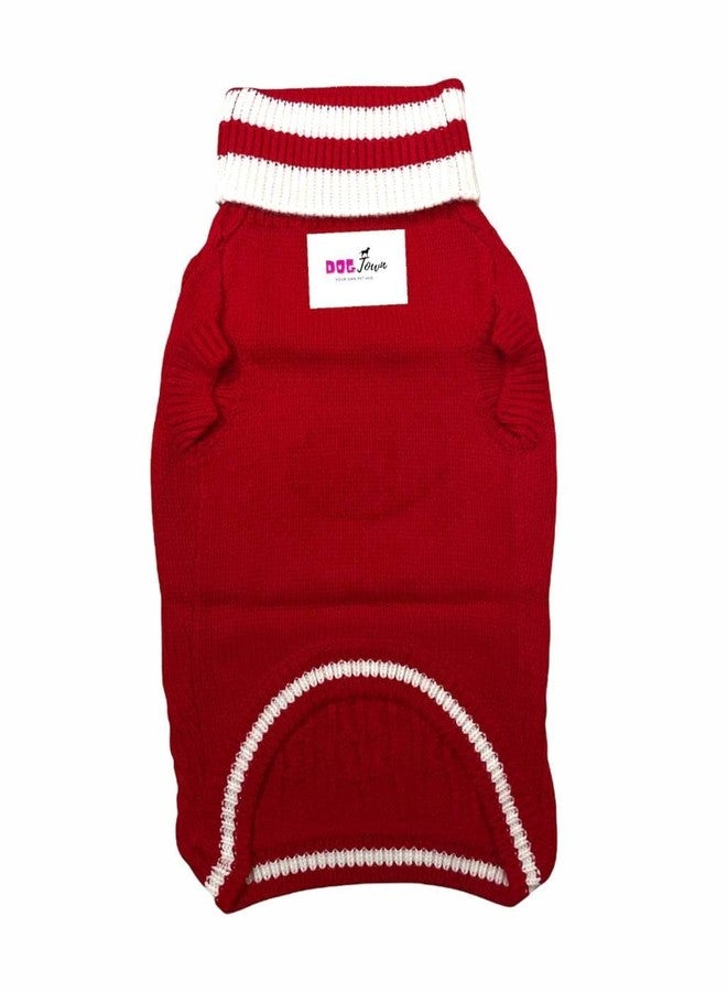 DOGTOWN Core High Neck Round Dog Sweater | Year-Round Sweater for Dogs | Dog Fleece Vest | Pet Jacket | Fleece Lining | Lightweight | Streachable Neck (Red, XXL 24" INCH) - Image 2